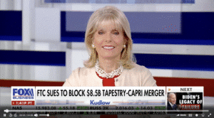 Fox News Liz Peek:  'Kudlow' panelists Liz Peek and Caroline Downey react to the FTC suing to block the $8.5 billion Tapestry-Capri merger